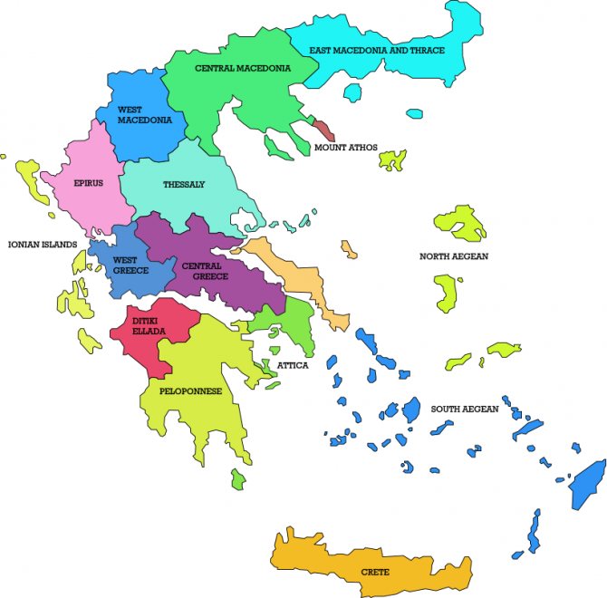карта виноробних регіонів Греції