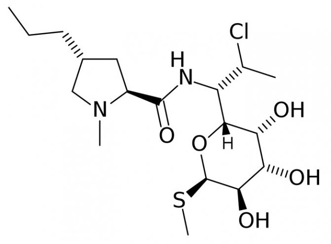Кліндаміцин - структурна формула діючої речовини препарату