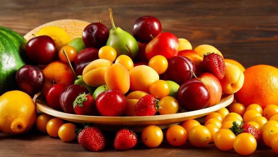 Традиционные украинские фрукты: клубника, вишня, алыча, дыня, арбуз, абрикос, груша